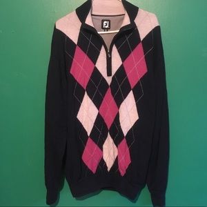 Footjoy Thermal Argyle PulloverSweater 1/4 zip XL